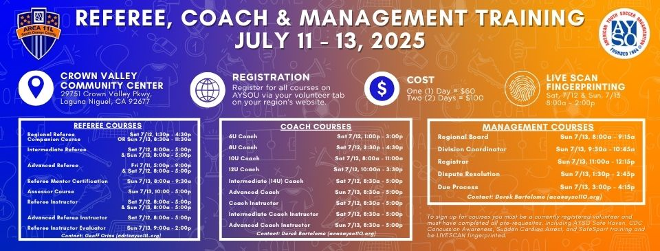 Referee, Coach & Management Training