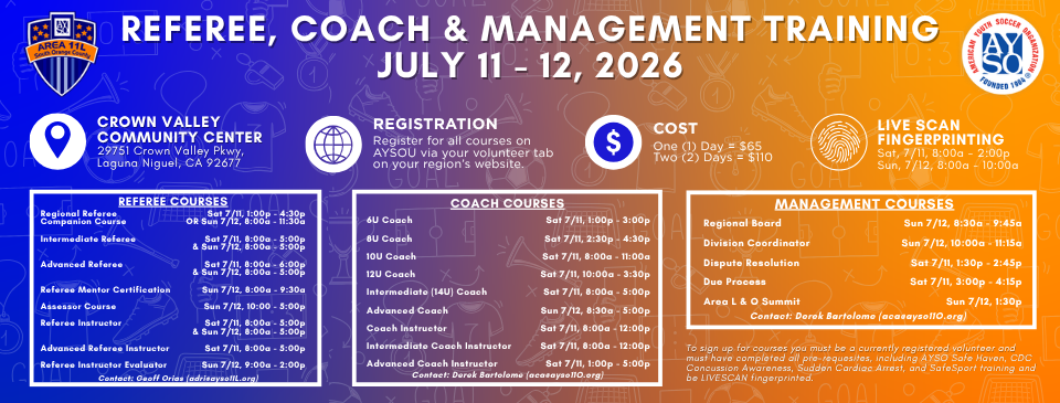 Referee/Coach/Management Traing